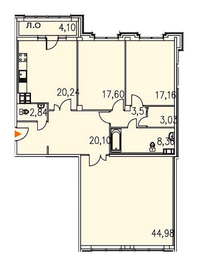 Трехкомнатная квартира в : площадь 140.33 м2 , этаж: 3 – купить в Санкт-Петербурге
